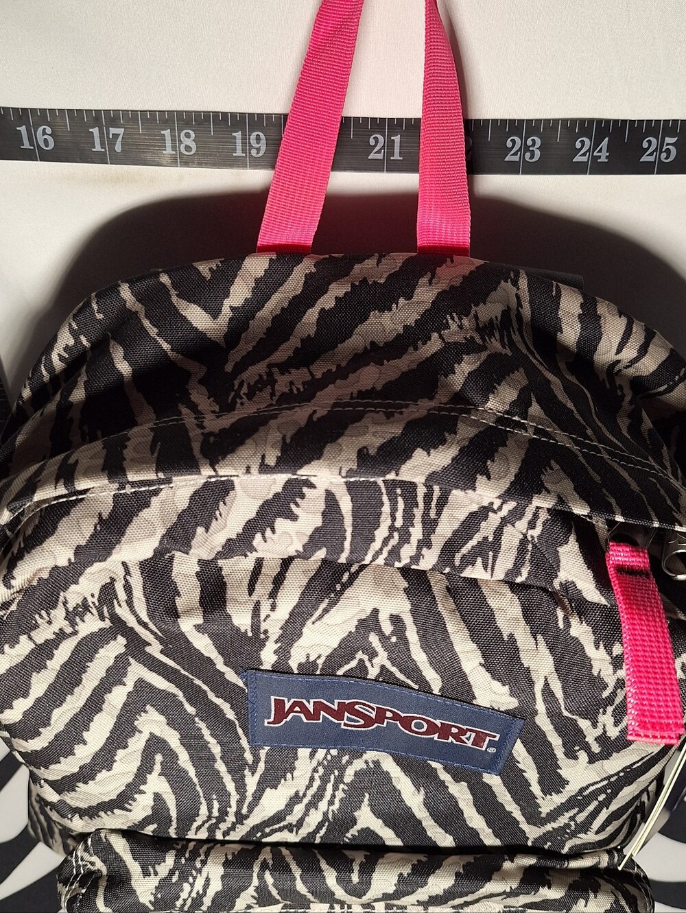 NWT Jansport Backpack, Zebra Stripes, Black & Grey w/ Pink Accents - Picture 3 of 12
